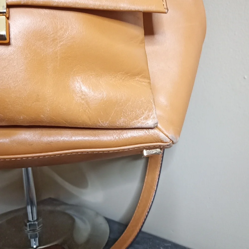 Michael Kors Carmel Tan leather Satchel Shoulder Crossbody Bag Multi-Pocket